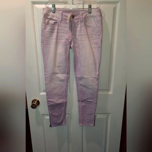 NWT! American Eagle Jeans 6 Pink Tie Dye Denim Tapered Stretch Party Festival